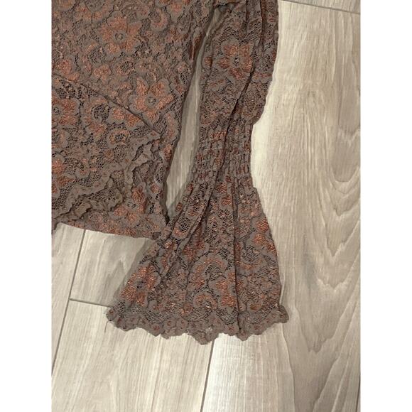 BeBe, Sheer Brown Lace Long Sleeve Top, Size S, KB180 - Picture 3 of 4